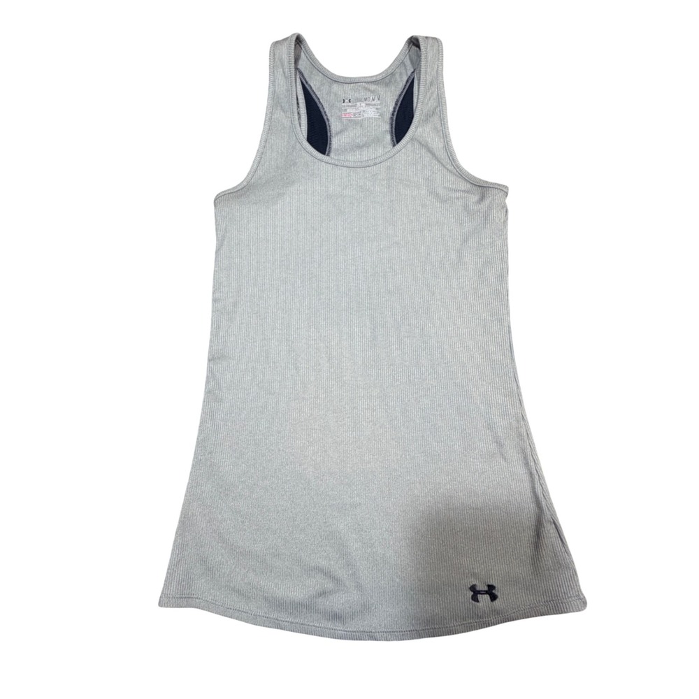 Under Armour Tank Top Women Medium Gray Ribbed Stretch Athleisure Minimalist